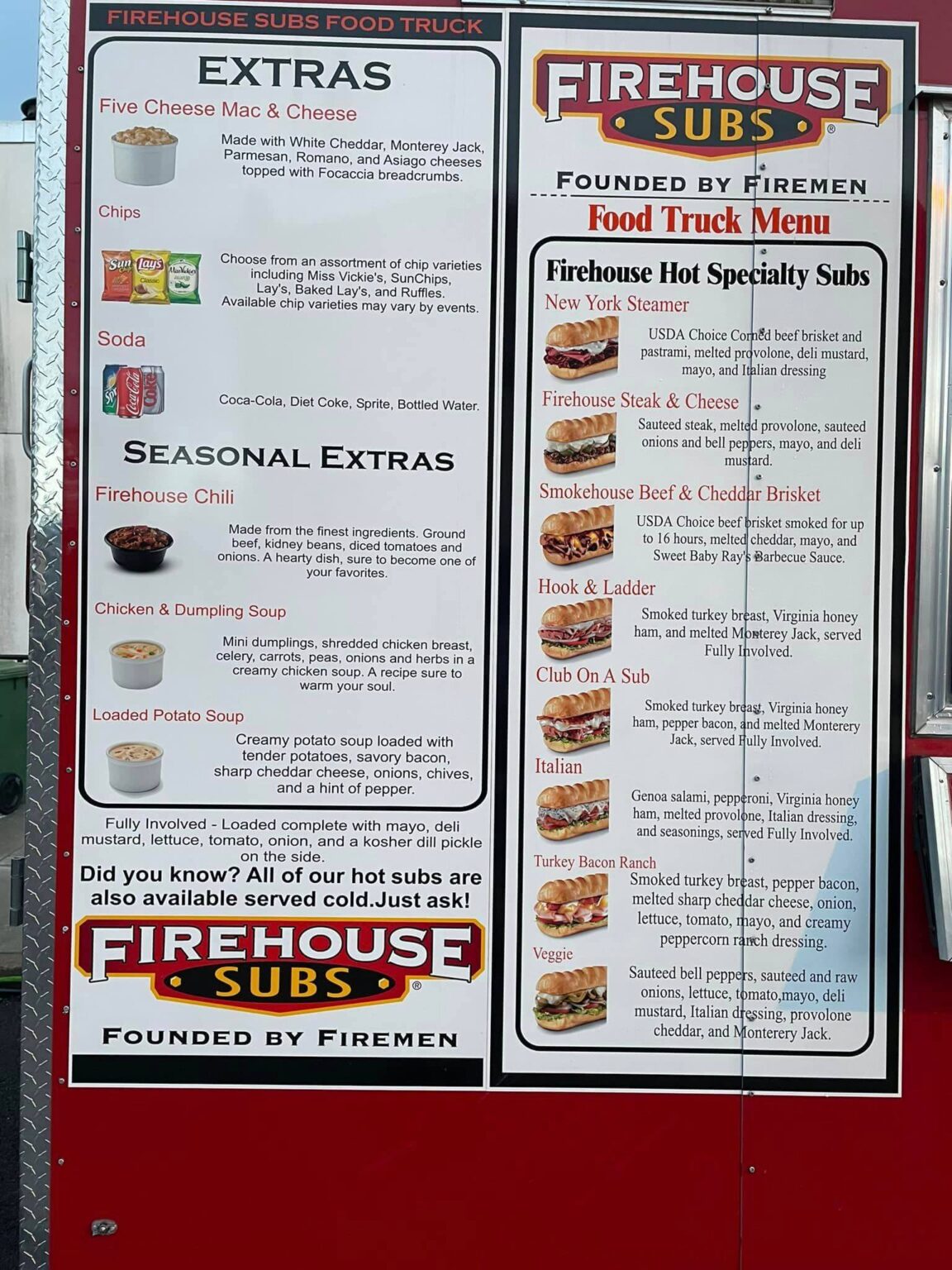 Firehouse Subs Food Truck Menu UPDATED Fire House Subs Menu Firehouse Subs Food Truck Menu UPDATED Fire House Subs Menu